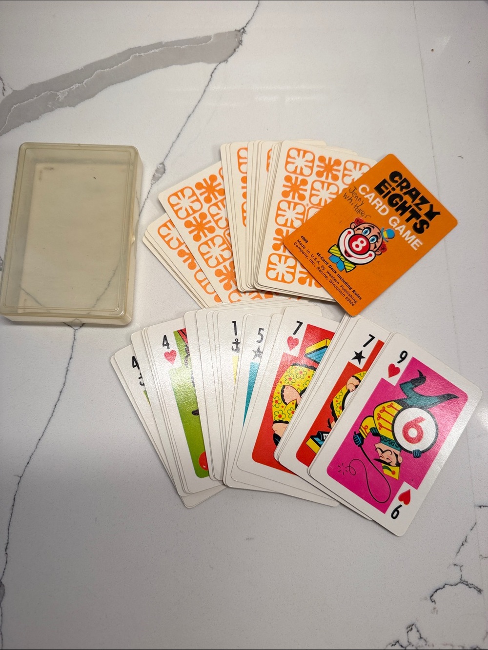 Vintage Crazy Eights WHITMAN Card Game - Orange Deck